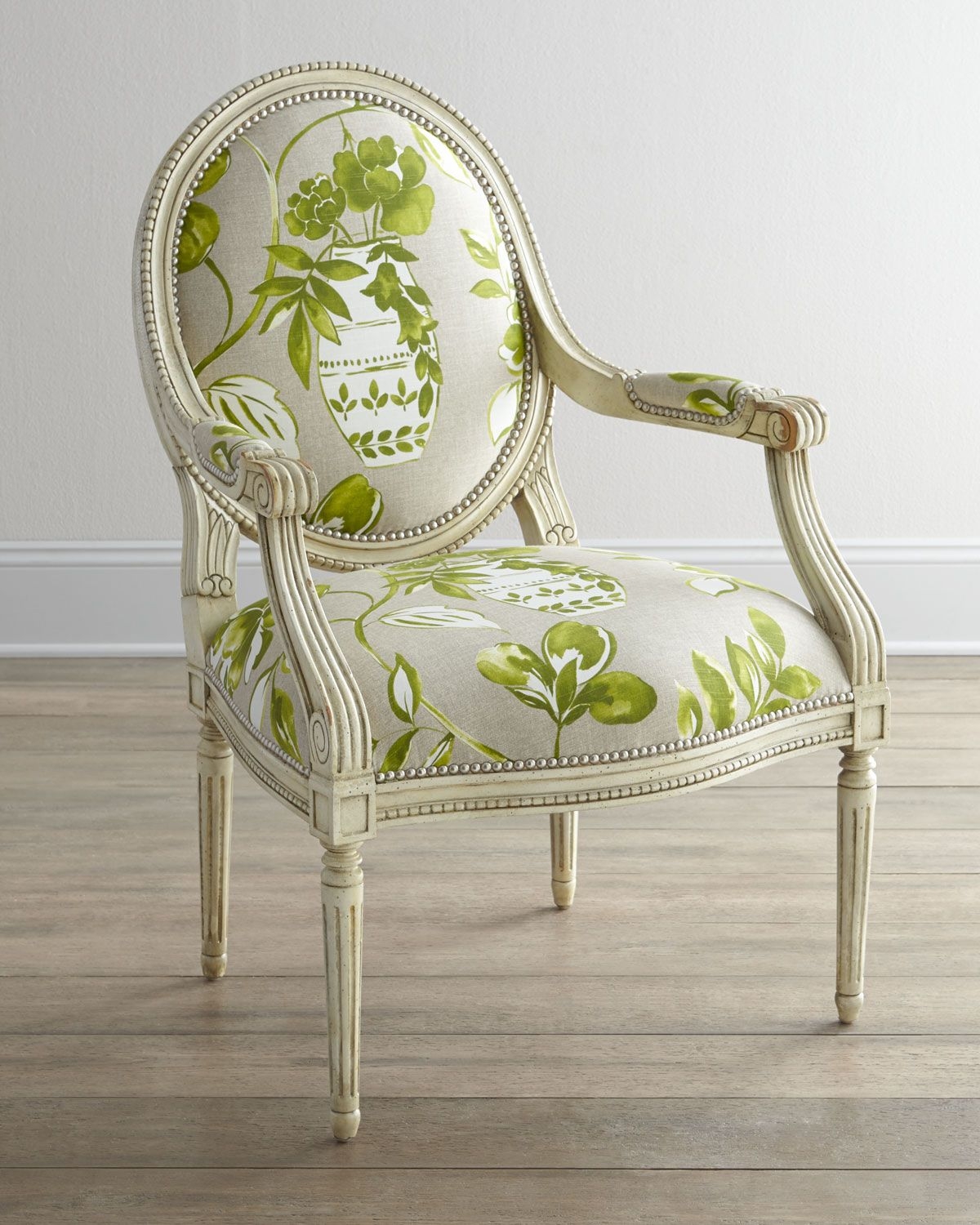 Louis XV Vintage Arm Chair With Faux Leather