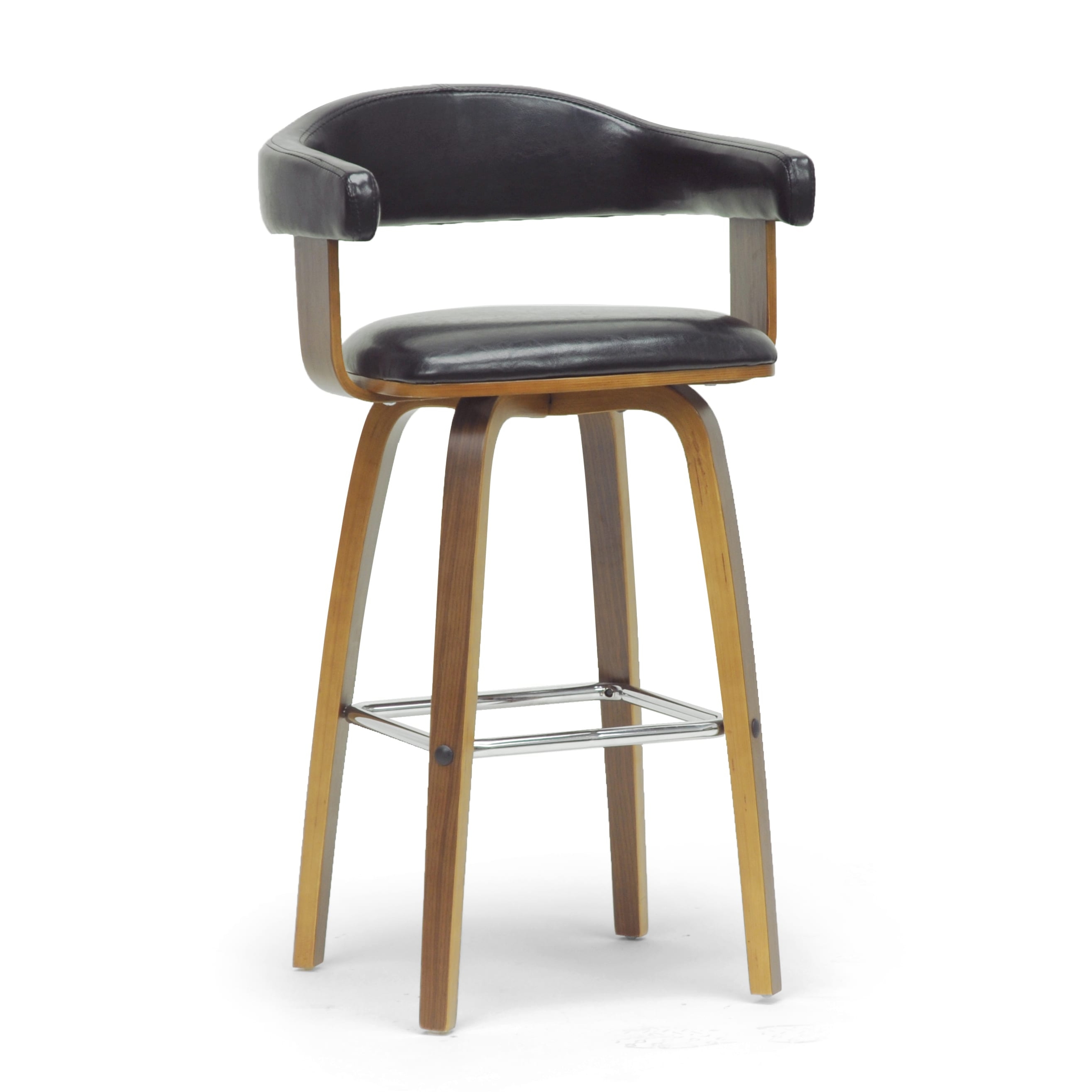 Baxton studio quigley walnut and black modern counter stool