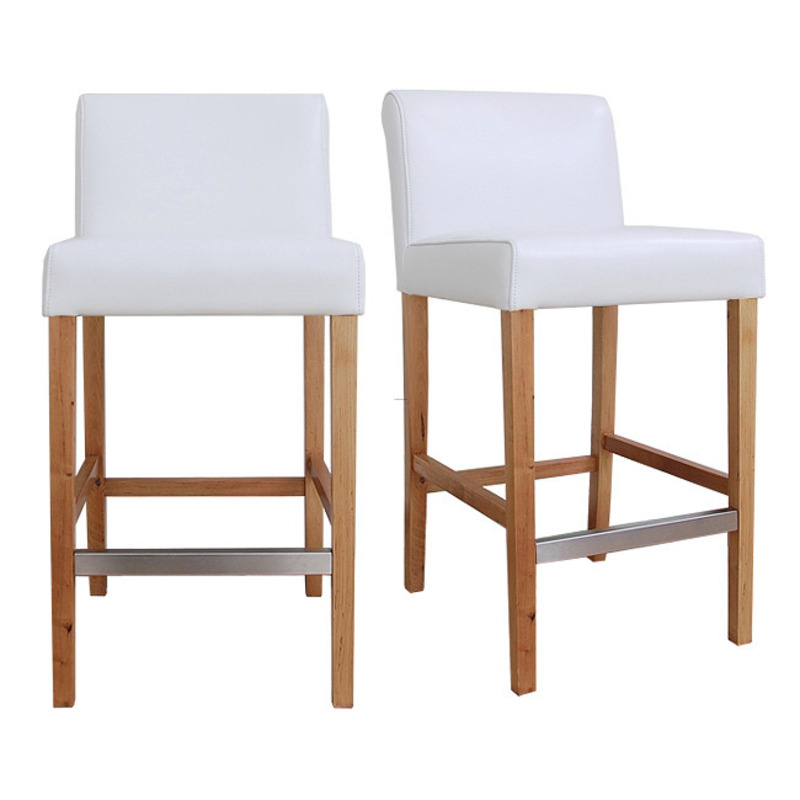 Cosmopolitan modern white leather counter stools set of 2