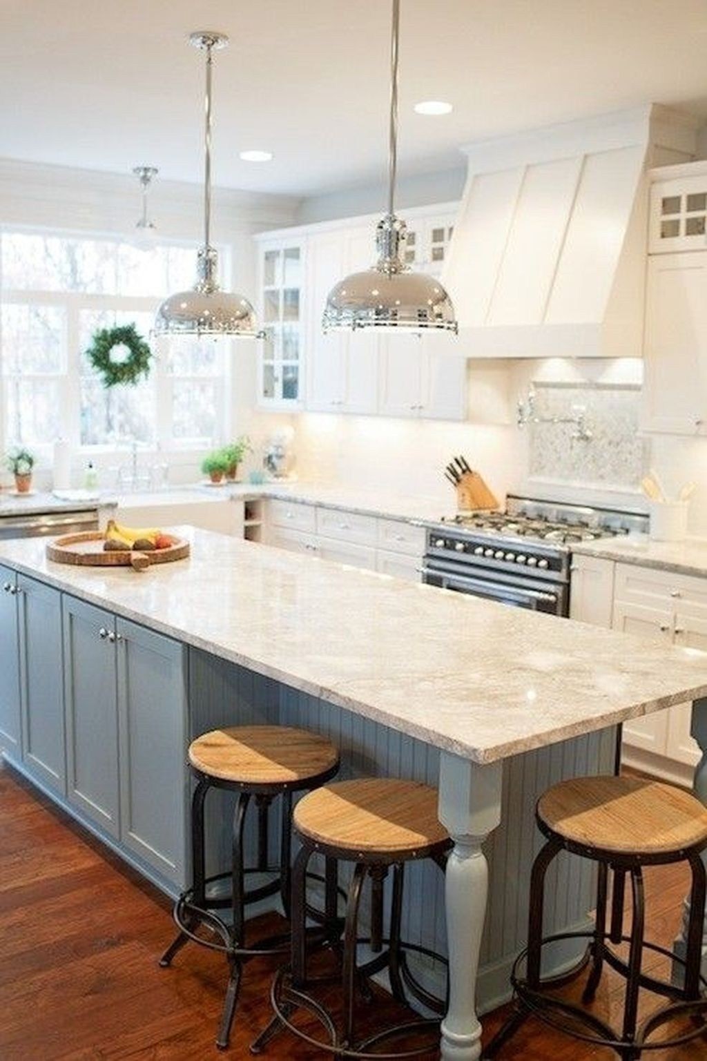 White Garnite Kitchen Island Table 