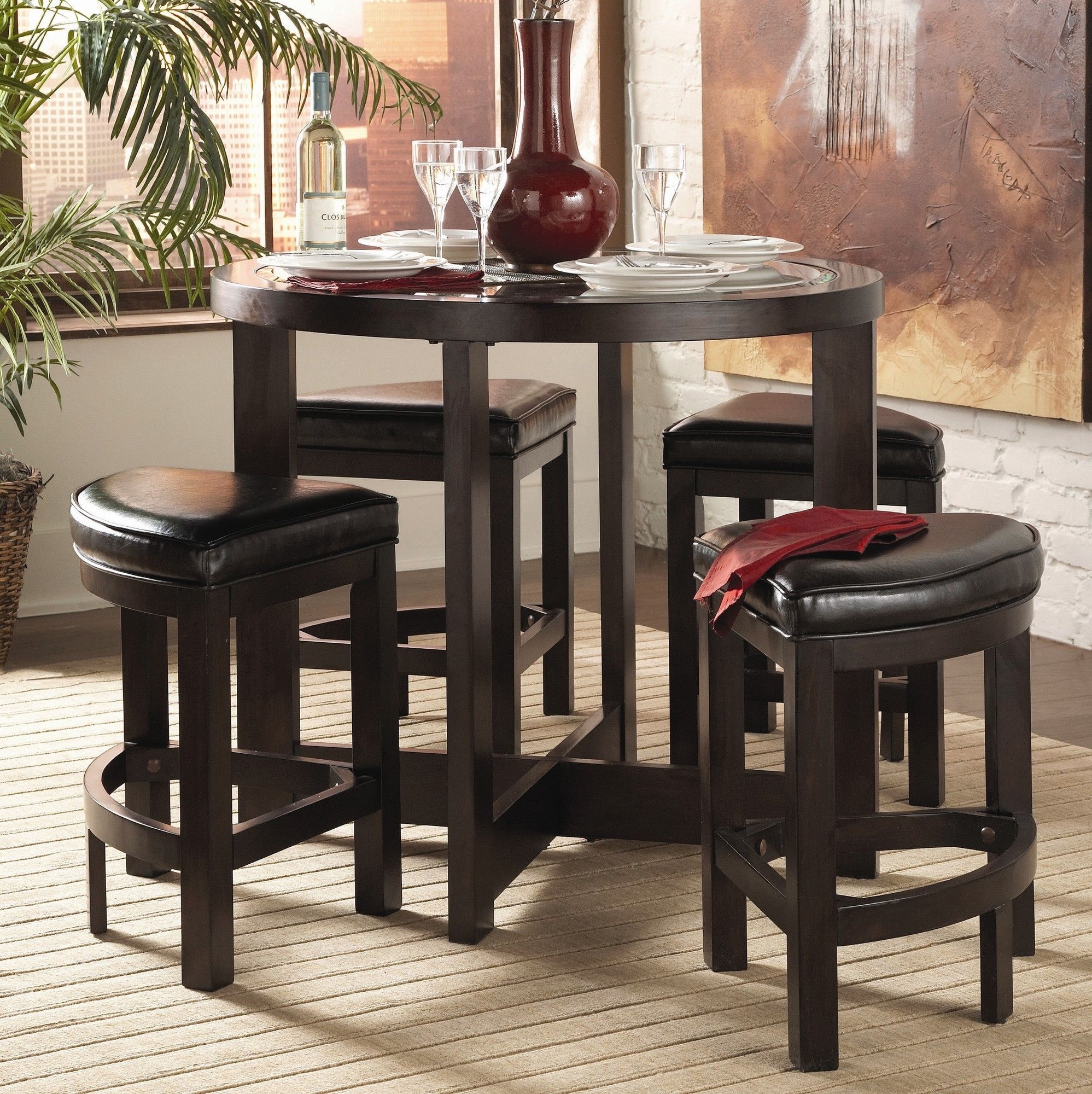 Overstock capria pub set features clean lines and wedge seating