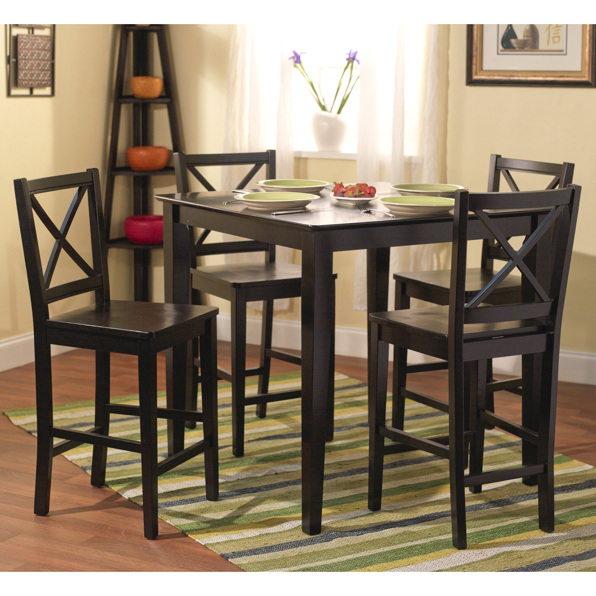 Overstock this five piece counter height table and chair set