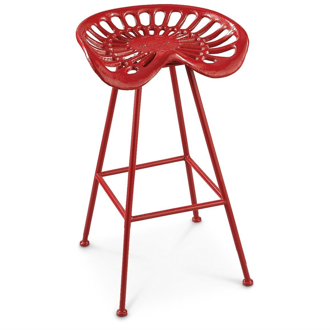 Red Iron Metal Tractor Seat Bar Stool Barstool Rustic Farmhouse Farm Country
