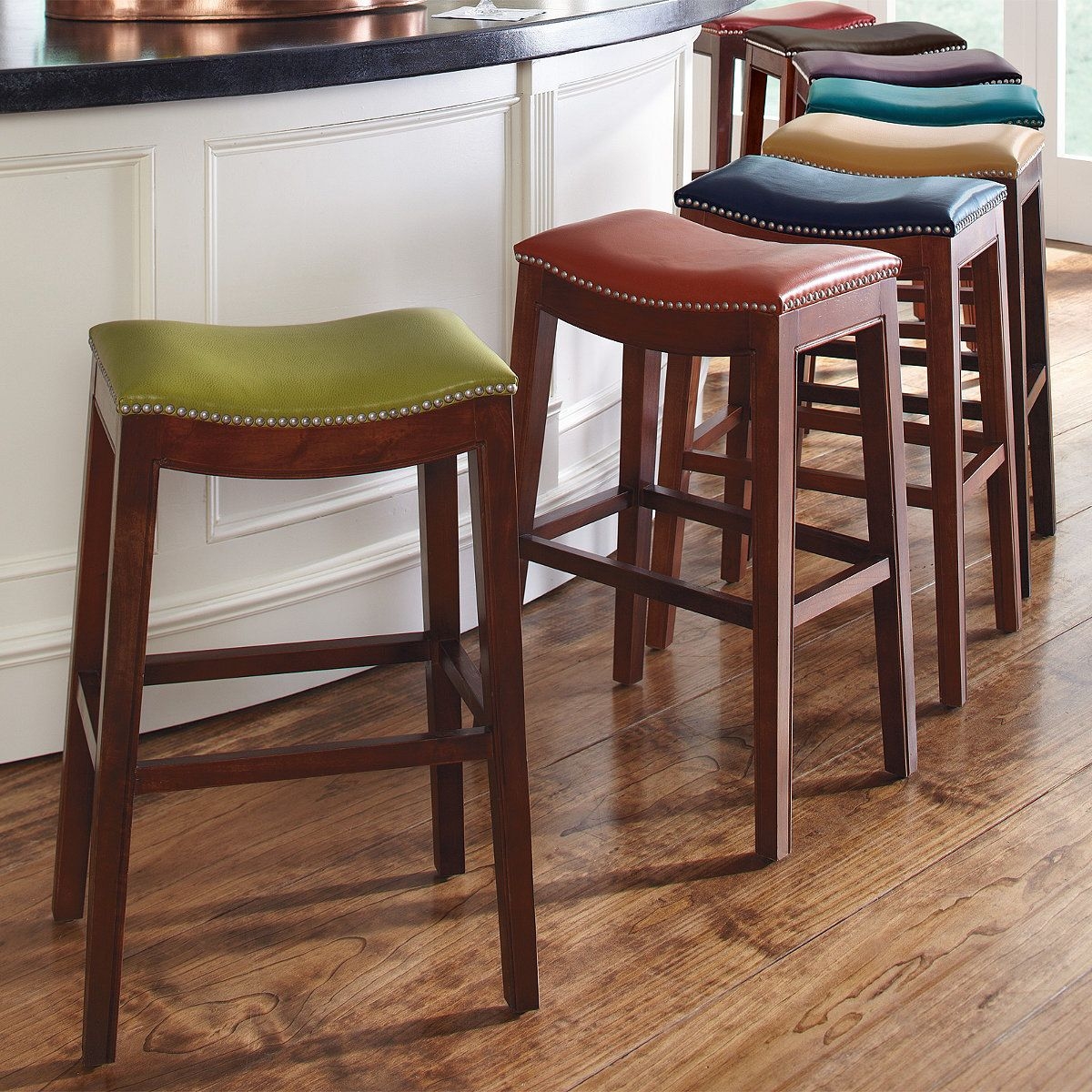 Red leather bar stools