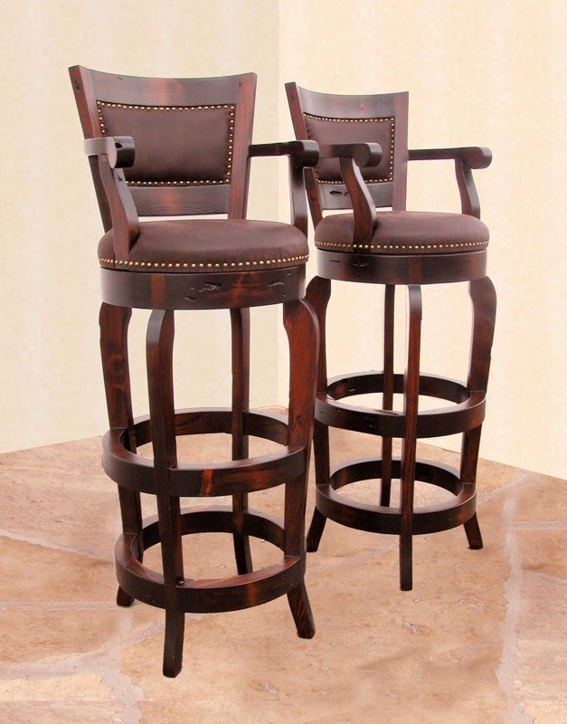Solid wood swivel bar stools