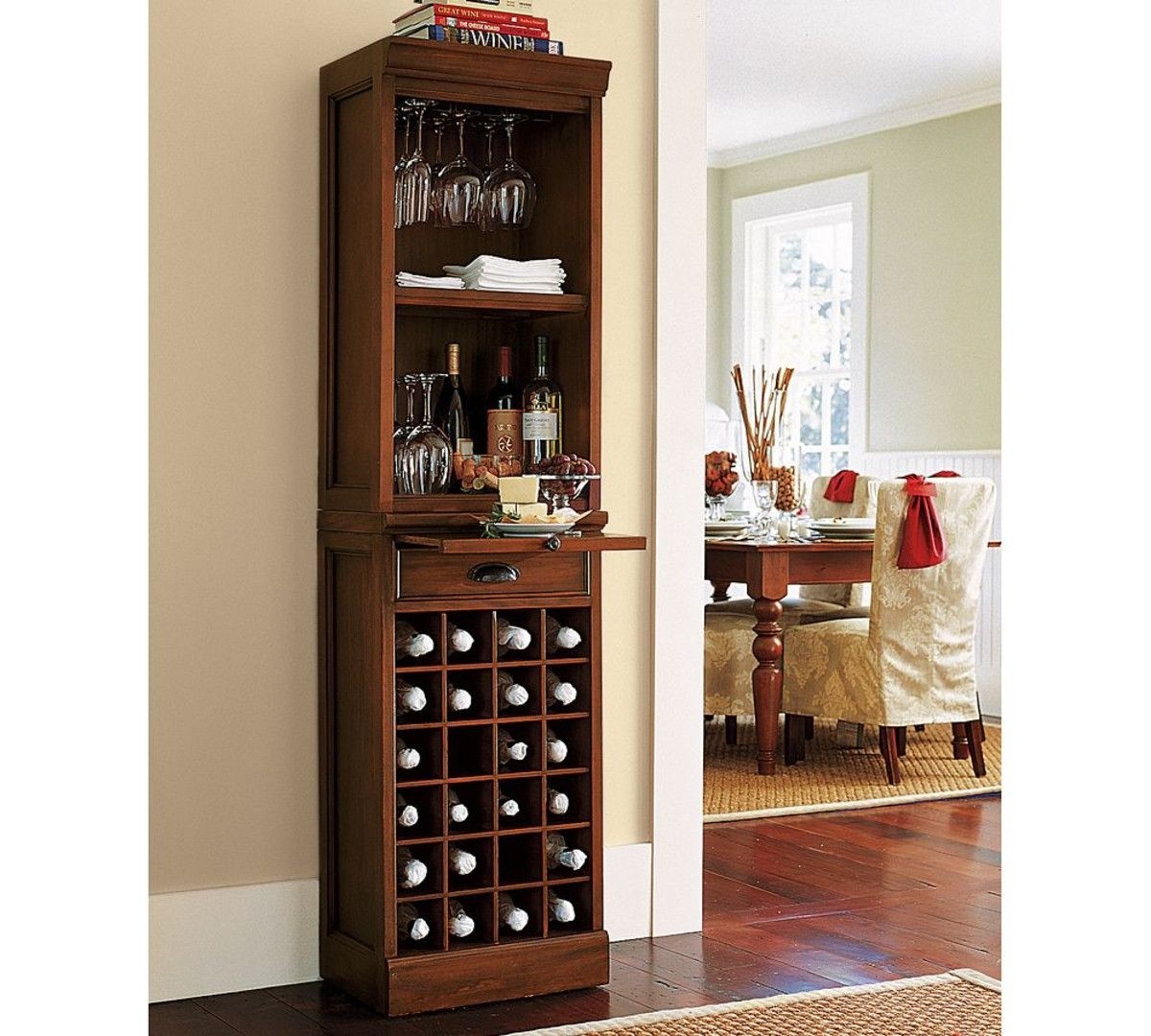 Tall slim store bar cabinet