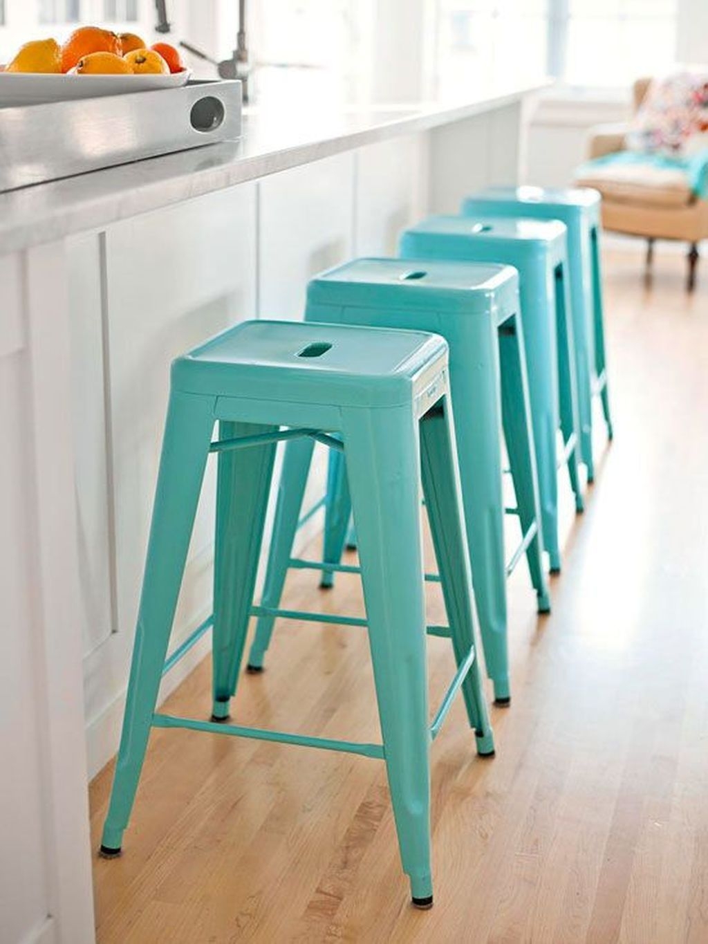 Turquoise bar stools kitchen