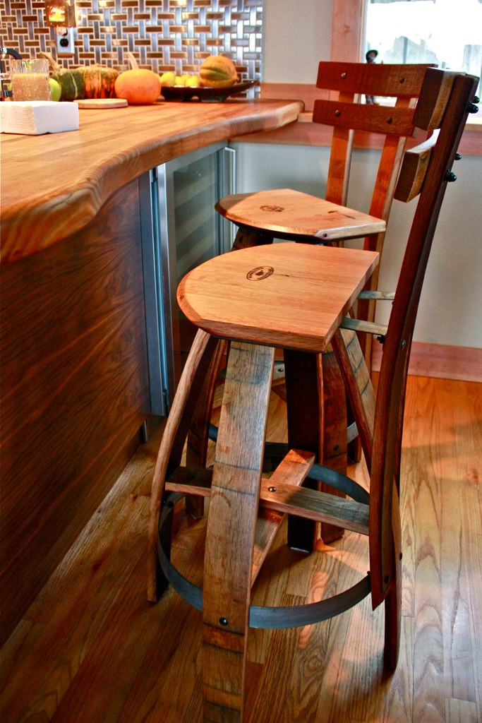 Bar stools made discount from whiskey barrels