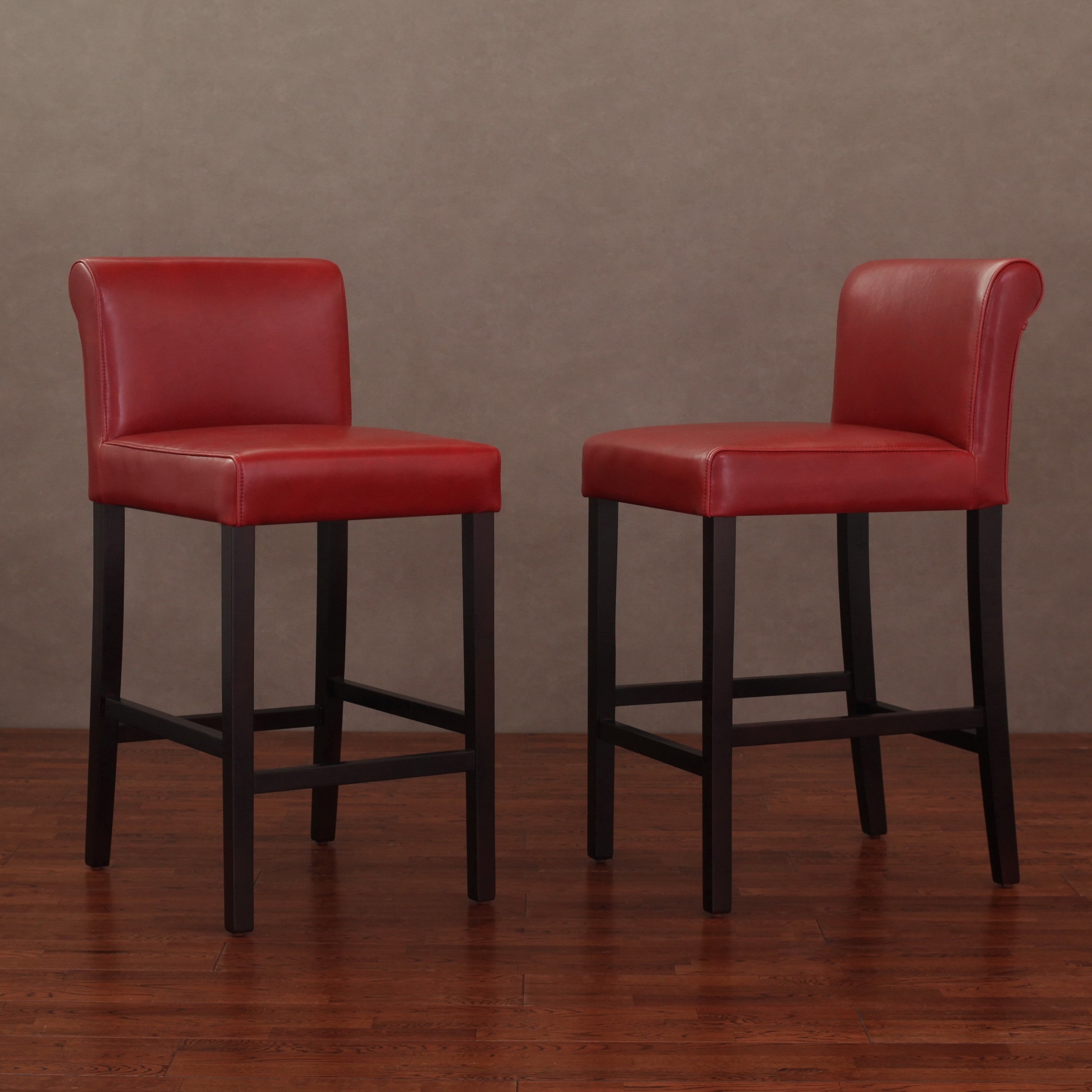 Cosmopolitan Burnt Red Leather Counter Stools Set Of 2