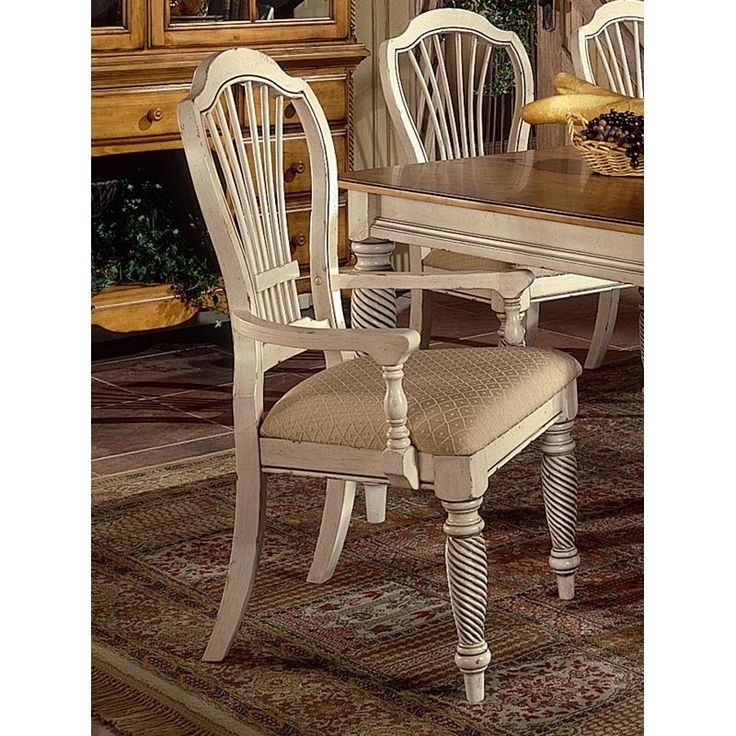 Hillsdale Furniture Wilshire Arm Chair - - Set of 2, Antique White, Wood, Dining Height