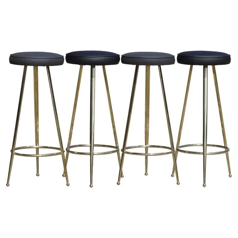 Set of four italian brass bar stools