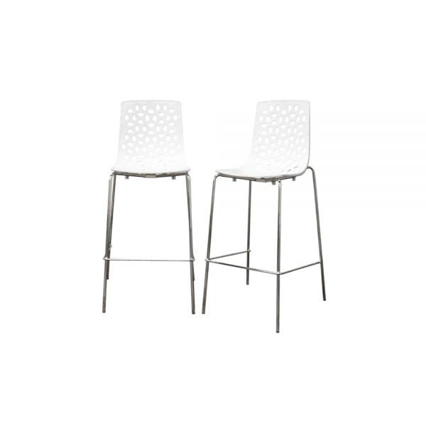 Spring white plastic modern bar stool set of 2 this