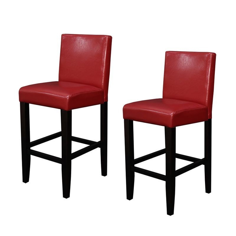 This set of two red counter stools is crafted from