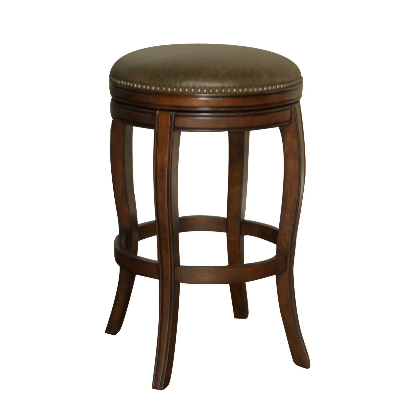 Wenden tall 34 inch brown leather swivel bar stool