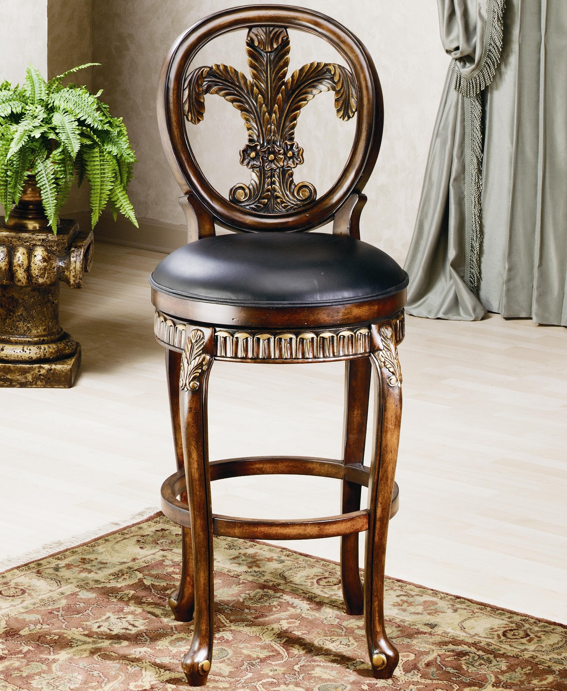 30 h classic elegant triple leaf swivel bar stool by
