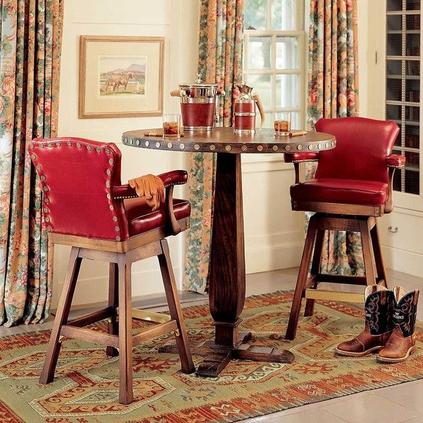 Red leather bar stool king ranch
