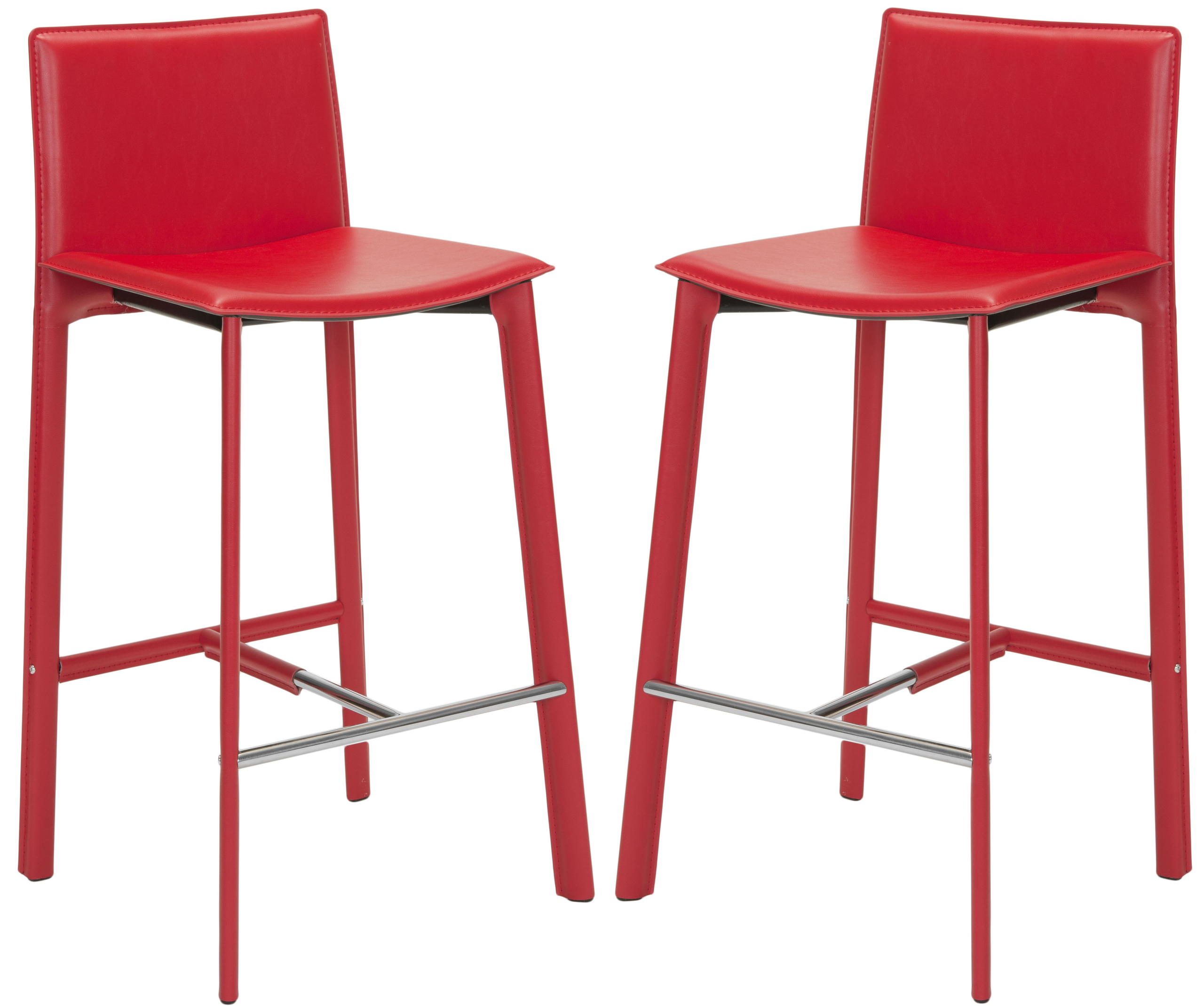 Red Leather Bar Stools Foter   Safavieh Madison Ave 30 Inch Red Leather Bar Stool Set Of 2 155 