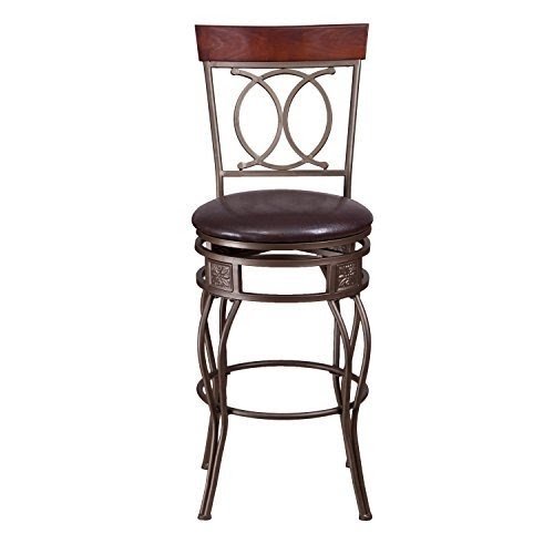 Adeco Dark Bronze Metal Swivel Dining or Barstool Chair, Diamond Patterned Back