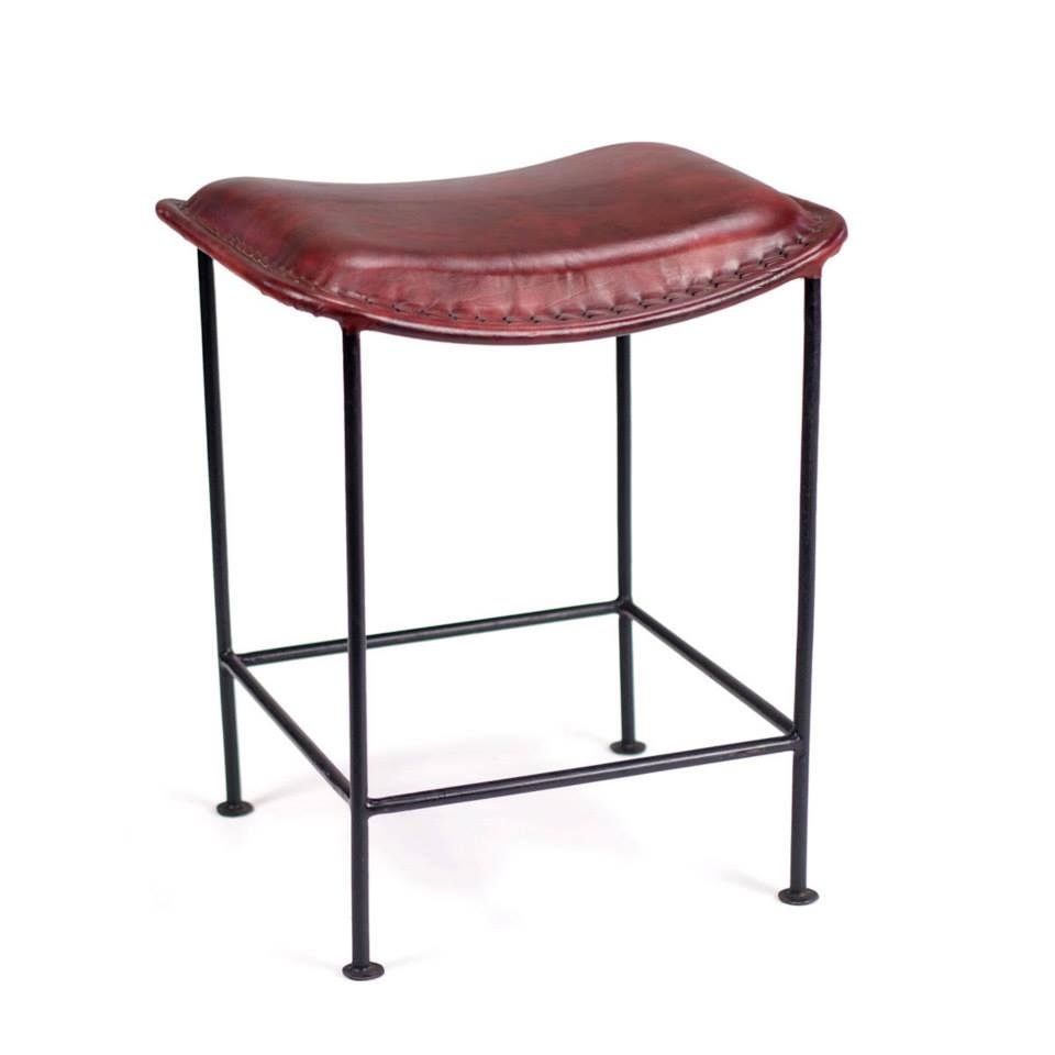 Cadiz Wrought Iron And Leather Stool Industrial Bar Stools And Counter Stools