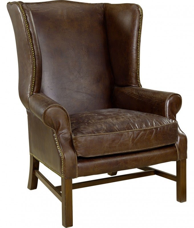 Carnegie Hawthorne Cigar Top Grain Leather Wingback Chair