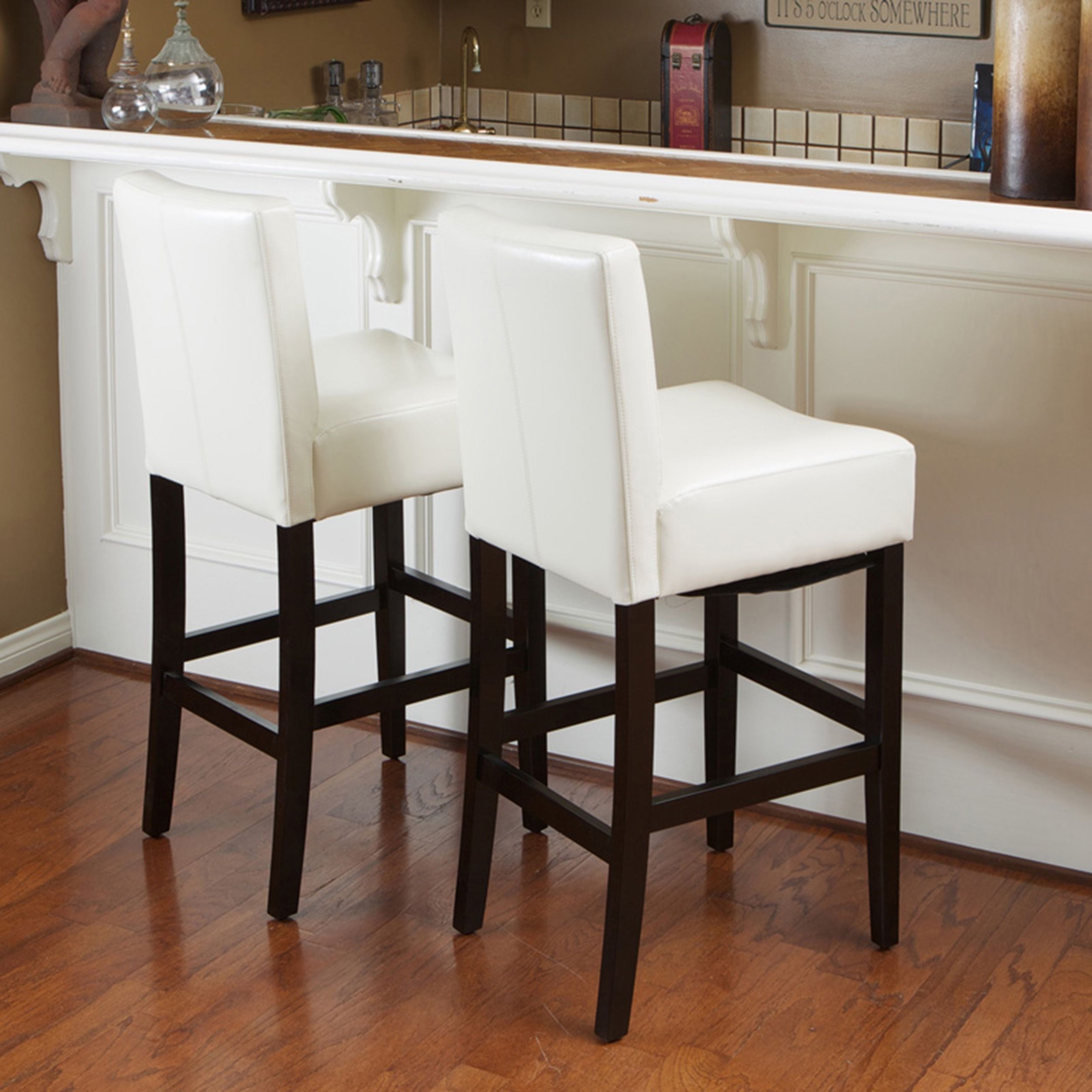 Christopher knight home lopez ivory leather counterstools set of 2