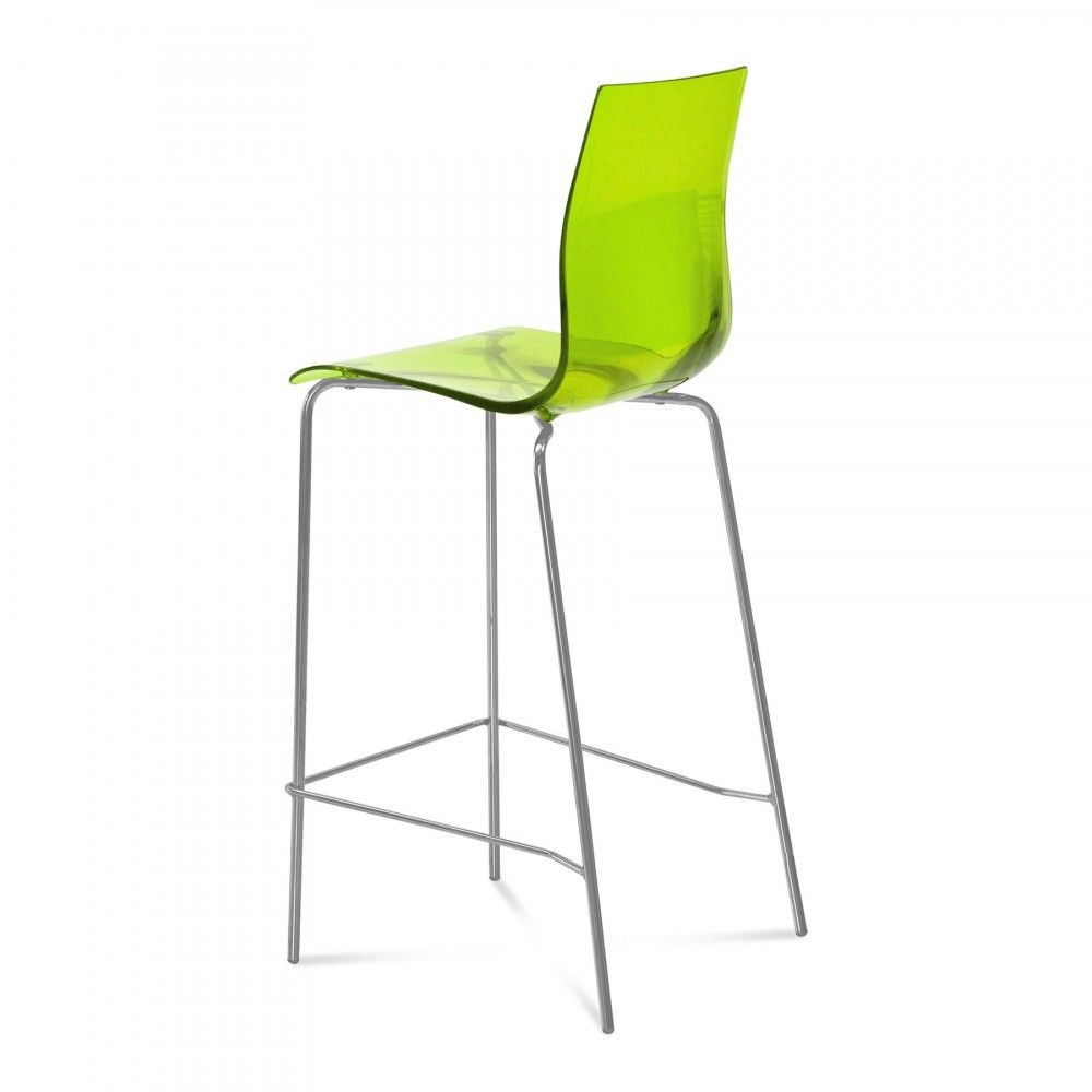 Domitalia gel bar stool transparent green satinated aluminum frame this