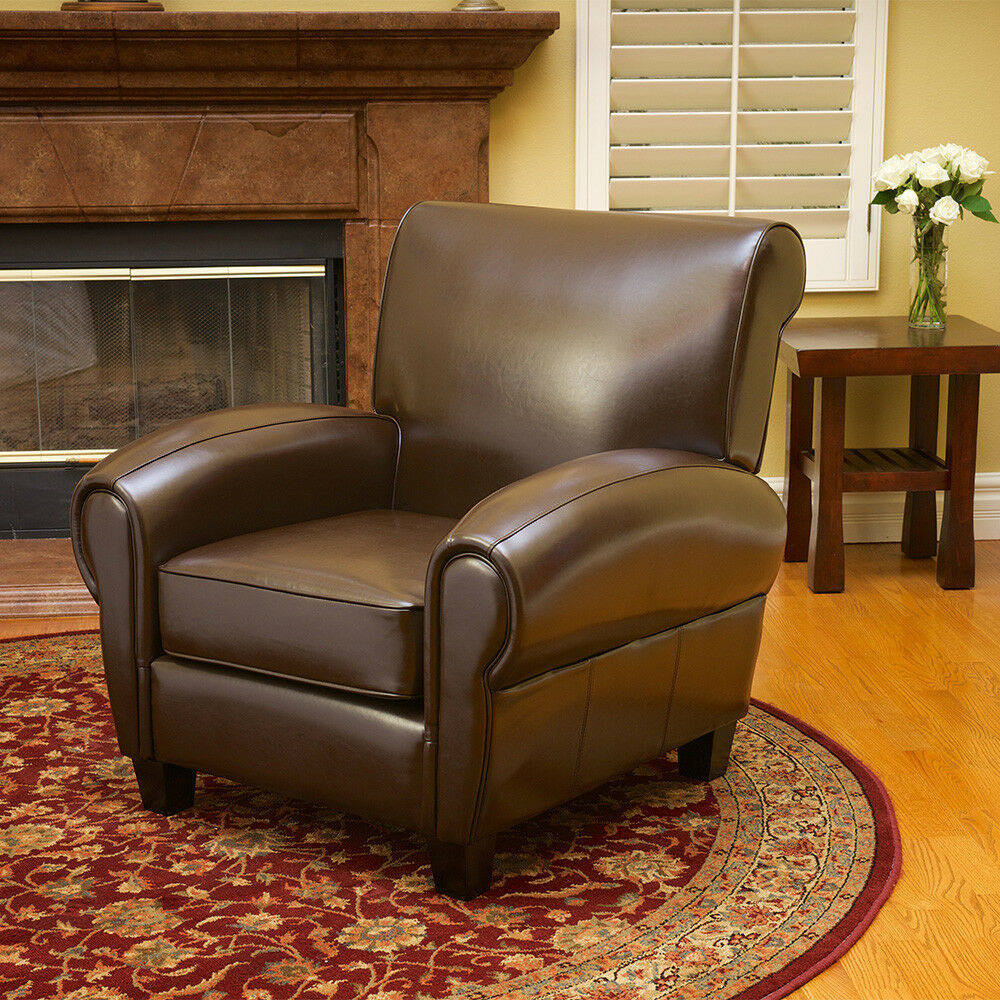 NEW Home Furniture 37.2"x36.6"x36" Cleveland Brown Leather Cigar Club Chair
