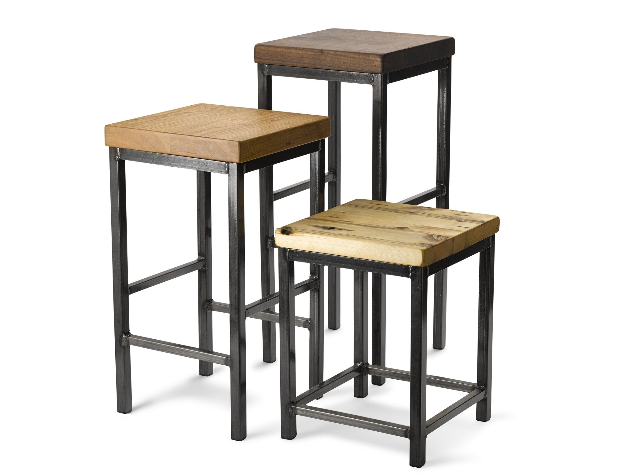 Square metal stools from bread butter