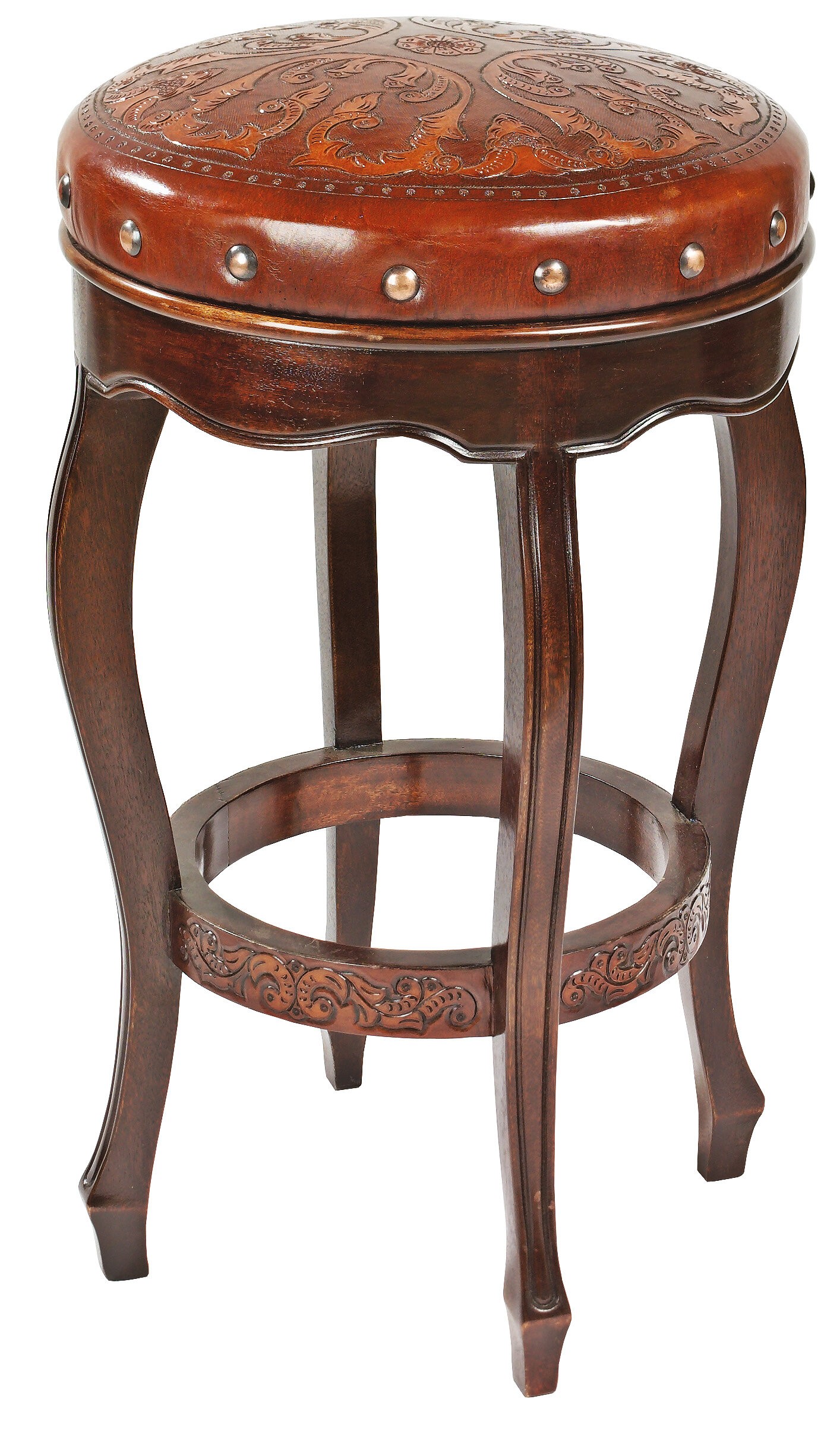 Tan leather bar stools