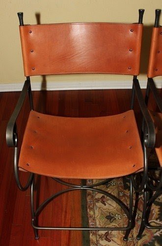 Wrought iron leather bar stools 3