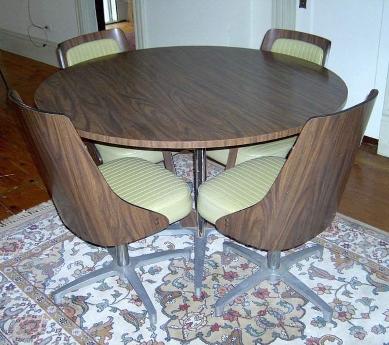Chromcraft Dinette Set With 4 Swivel Chairs 1960s 70 Mid Century Modern Dining