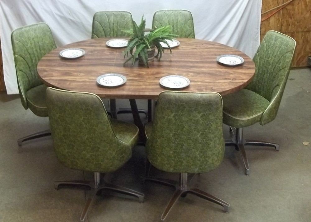 Chromcraft Table 6 Chairs Mid Century 60s 70s Green Dining Room Dinette Kitchen