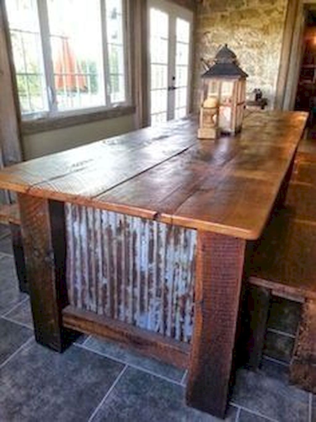 Farmhouse barnwood table with benches rustic dining tables st louis