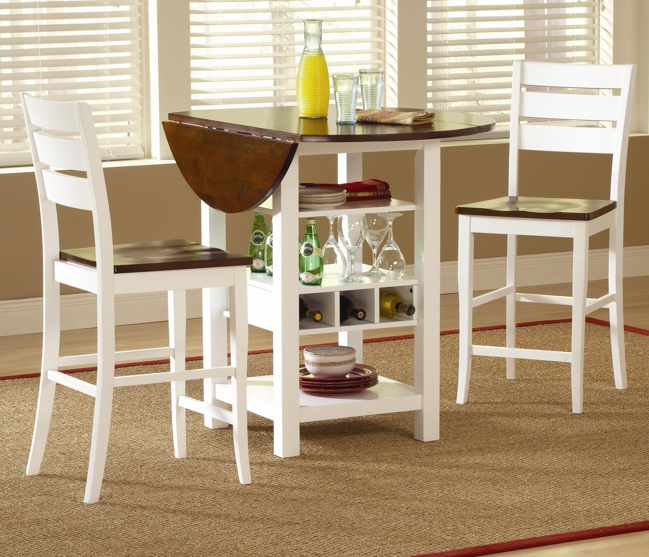 Ridgewood counter height drop leaf dining table with storage white