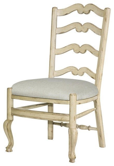 Set 6 New French Provincial Dining Chairs White/Cream Wood Ladderback Fabric