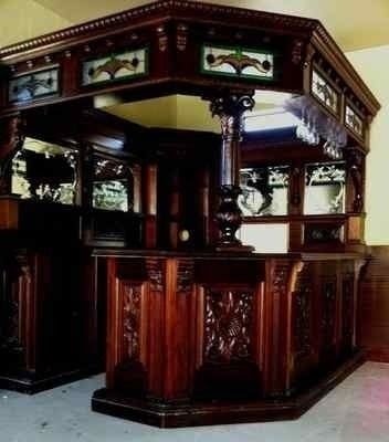 Victorian English Irish Sty Corner Pub Bar Furniture Antique Mahogany Left Hand