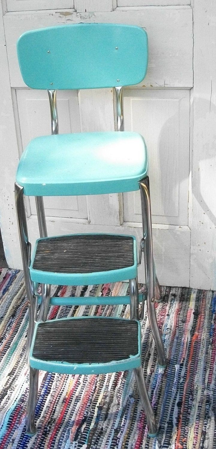 retro step stool chair blue