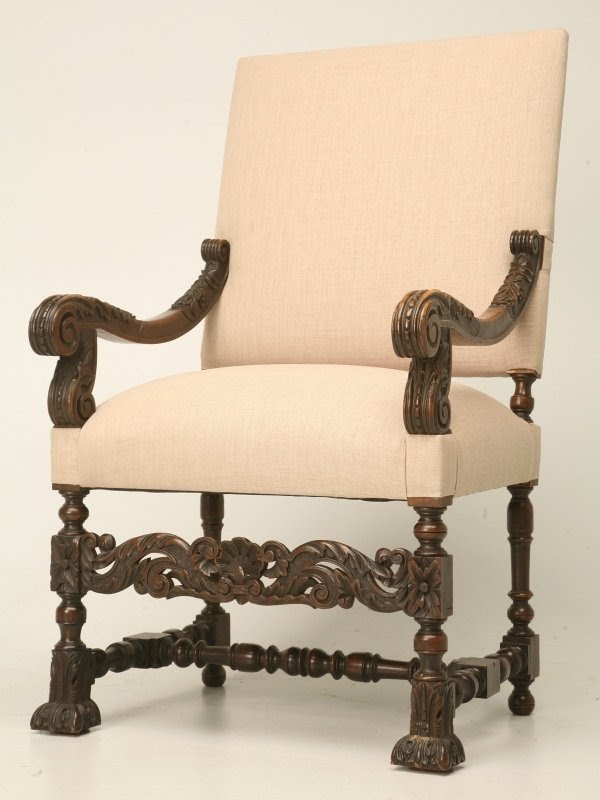 Antique French Walnut Throne Chair