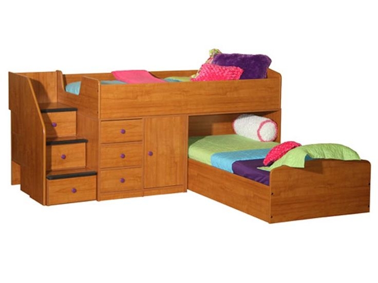 Chelsea Home Twin Over Full L Shaped Bunk Bed With Stairway Chest