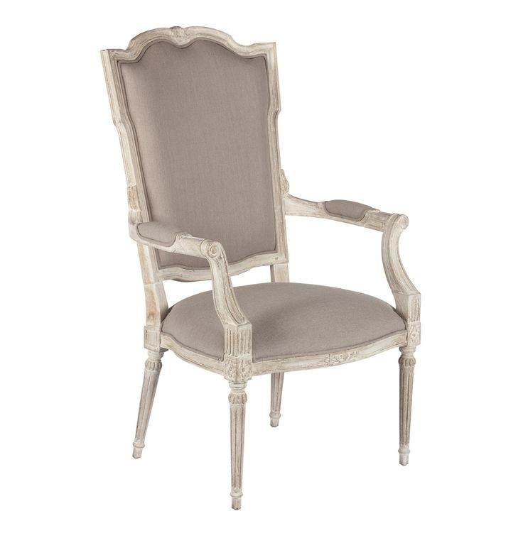 Josie Elegant French Country Bleached Oak Wood Arm Chair