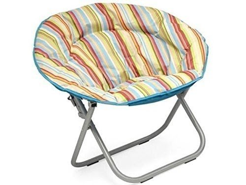 Plush Padded Folding Moon Saucer Chair for Kids and Adults. Large, Round, Multiple Colors (Neutral)
