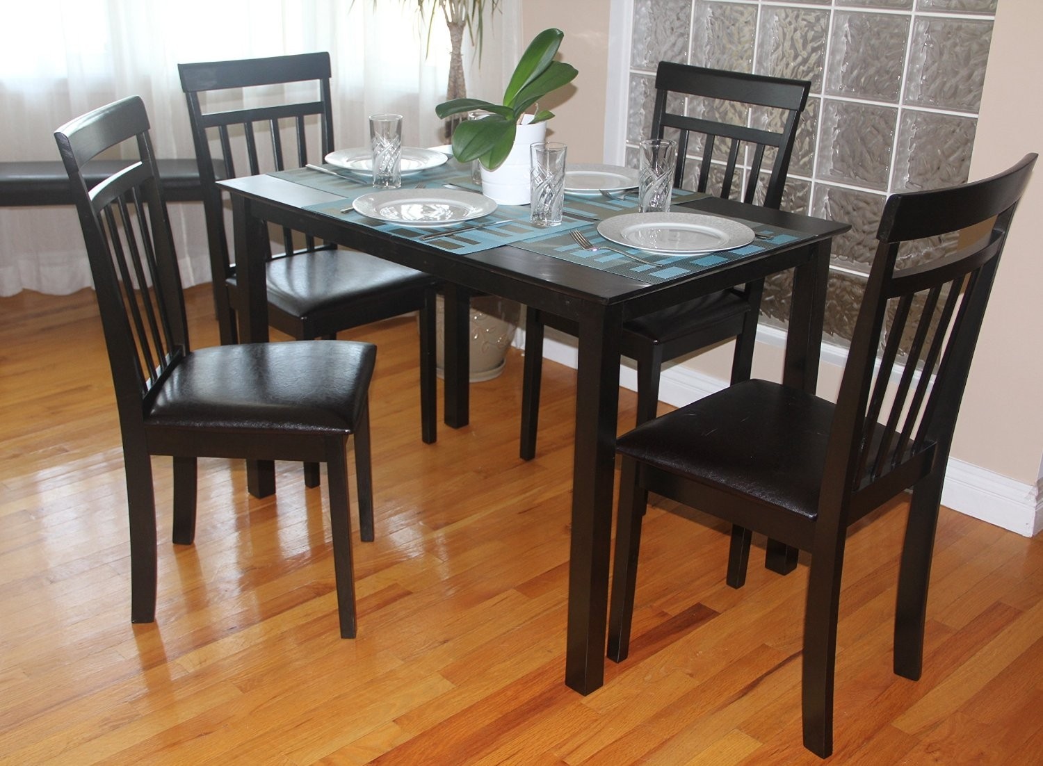 Set of 4 Warm Dining Room Kitchen Solid Wood Hardwood Chairs in Espresso Black Finish