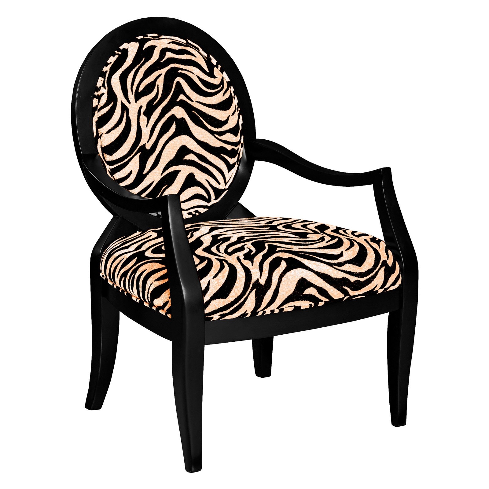 Zebra Print Oval Back Accent Arm Chair 