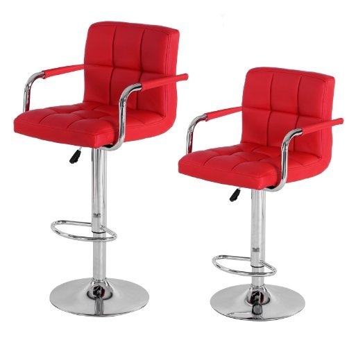 2 x PU Leather Hydraulic Lift Adjustable Counter Bar Stool Dining Chair Red -Pack of 2 (150-2) Made By Jersey Seating®