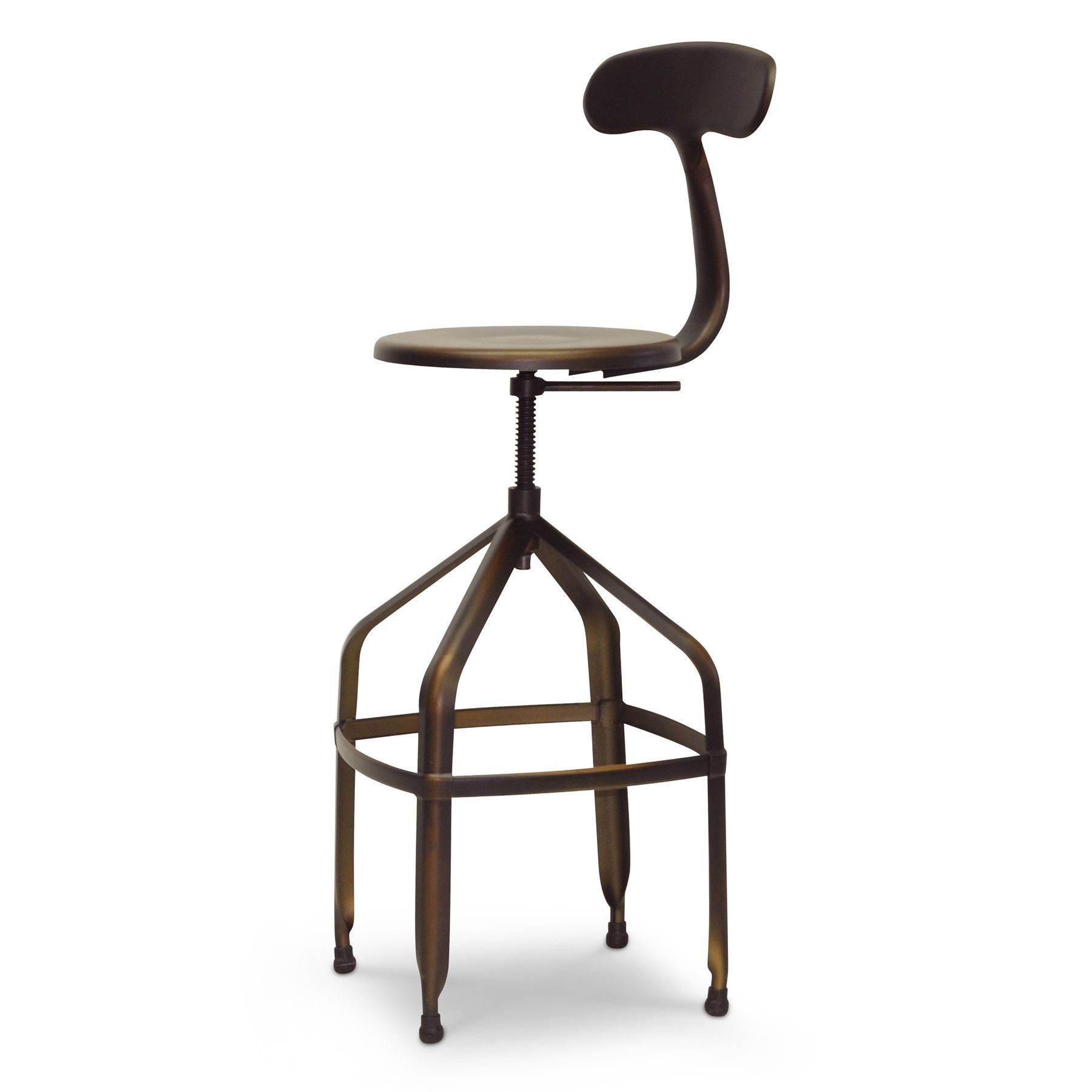 Baxton Studio Architect's Industrial Bar Stool with Backrest, Antiqued Copper
