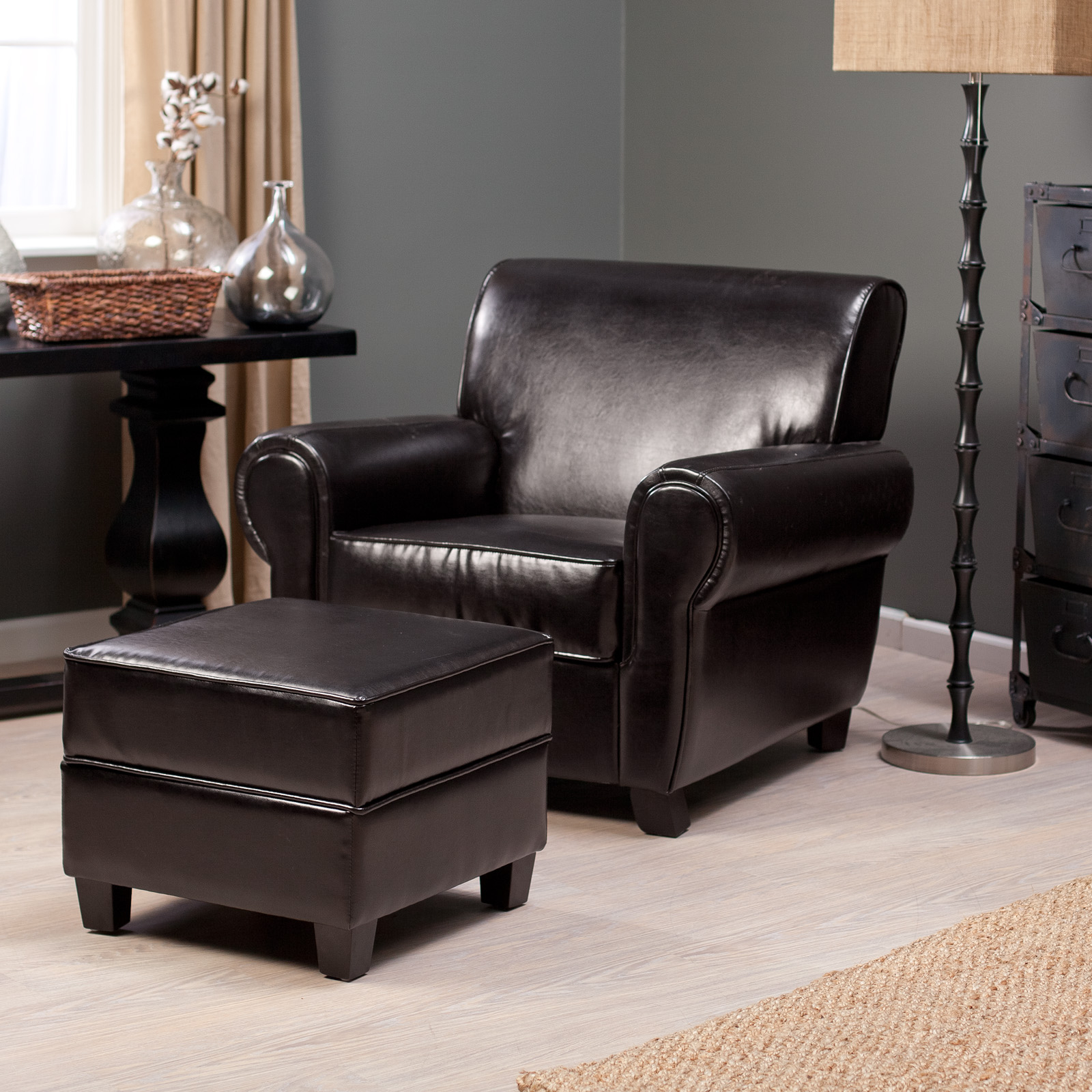 Belham Living Belham Living Sonoma Leather Club Chair and Storage Ottoman, Brown, Leather