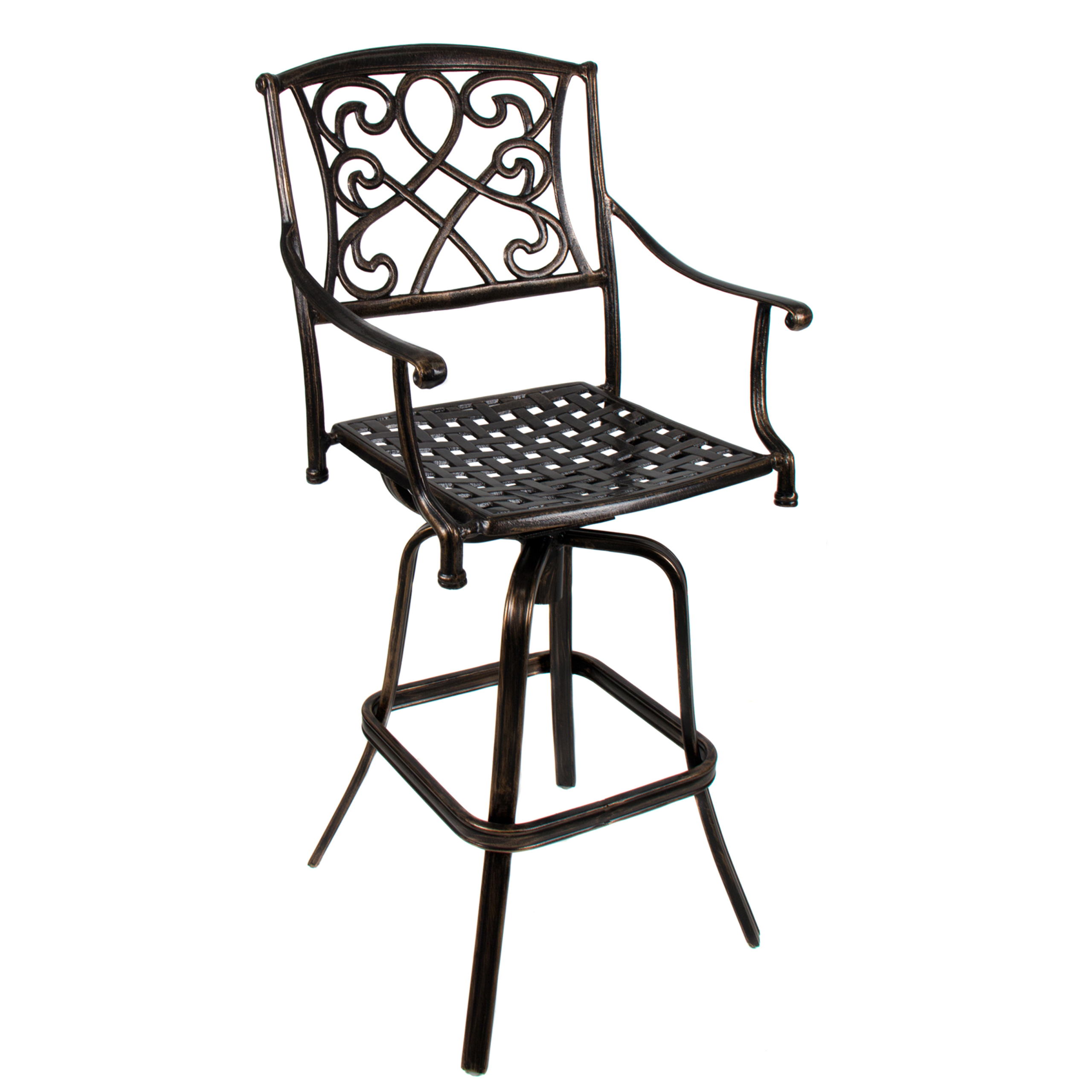 Best Choice Products® Outdoor Cast Aluminum Swivel Bar Stool Patio Furniture Antique Copper Design