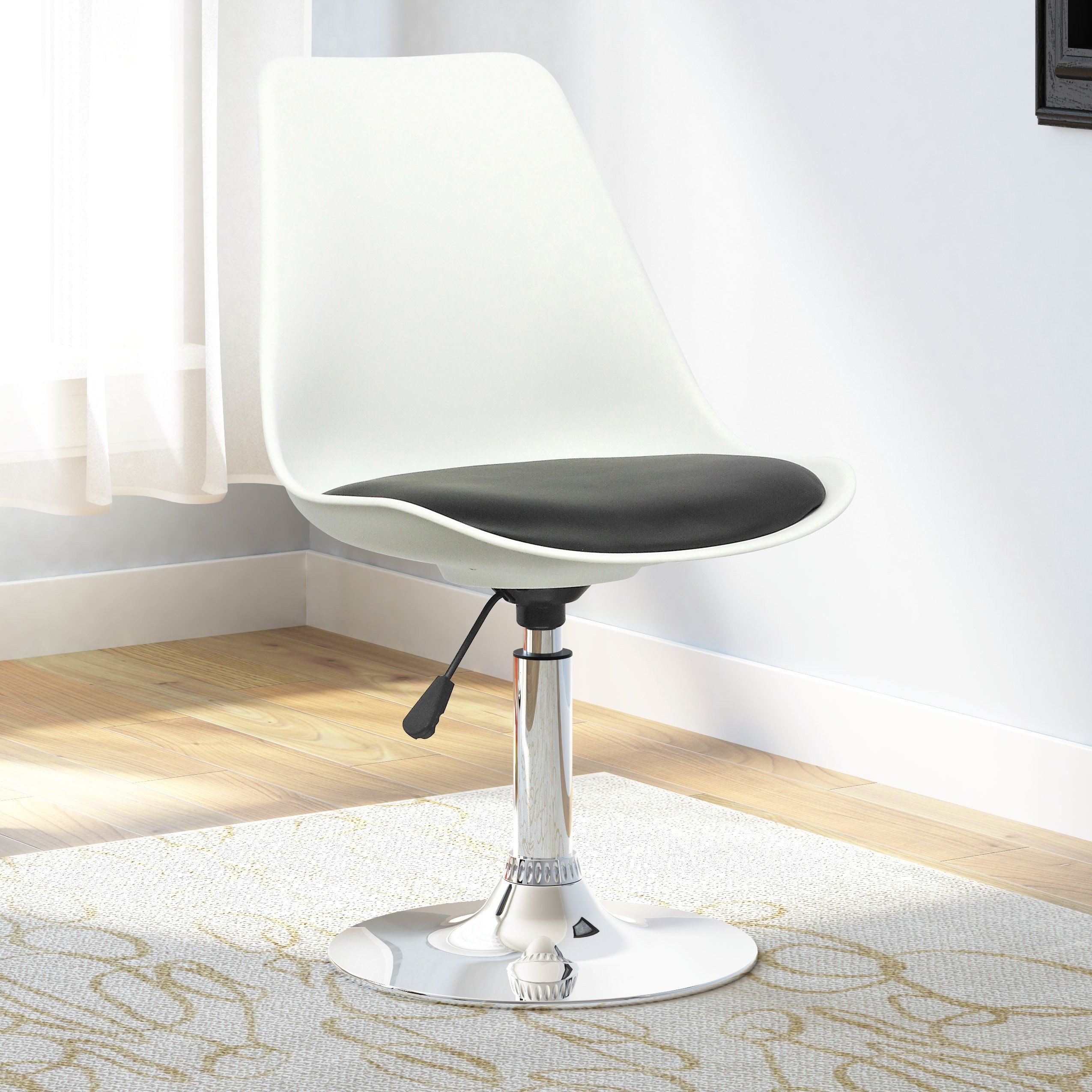 CorLiving DAB-200-C Adjustable Leatherette Seat Chair, White with Black, Set of 2