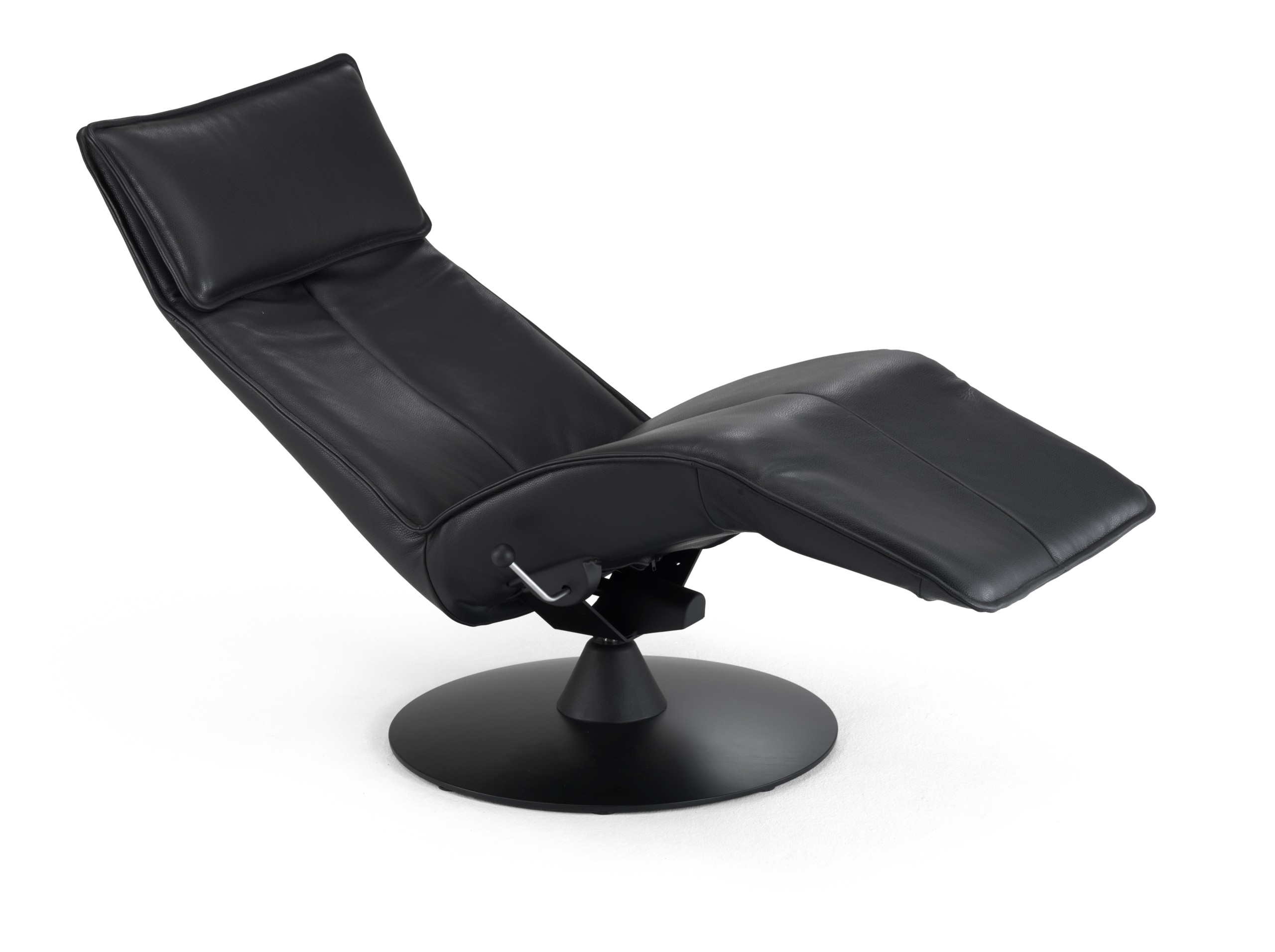 Fjords Contura 2000 Zero Gravity Recliner Chair in Premium Astro Line Black Leather by Hjellegjerde - Standard Ground Curbside Delivery