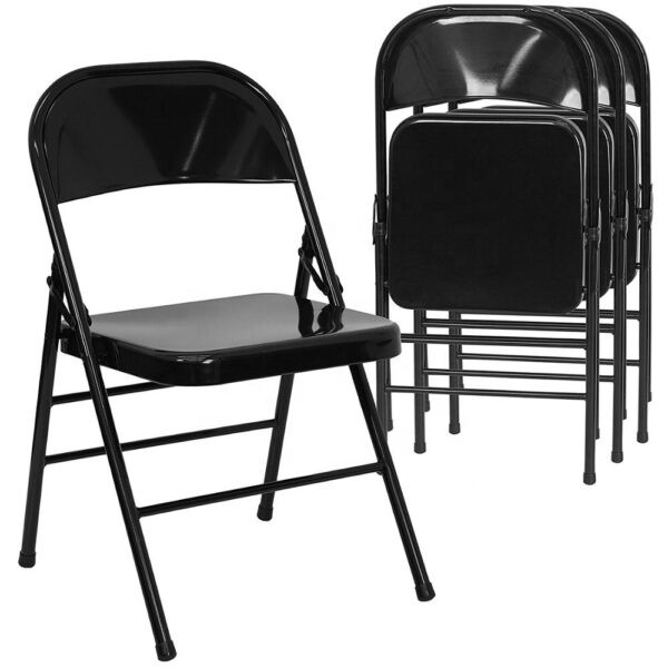 Flash Furniture 4-Pack Metal Folding Chairs, Black